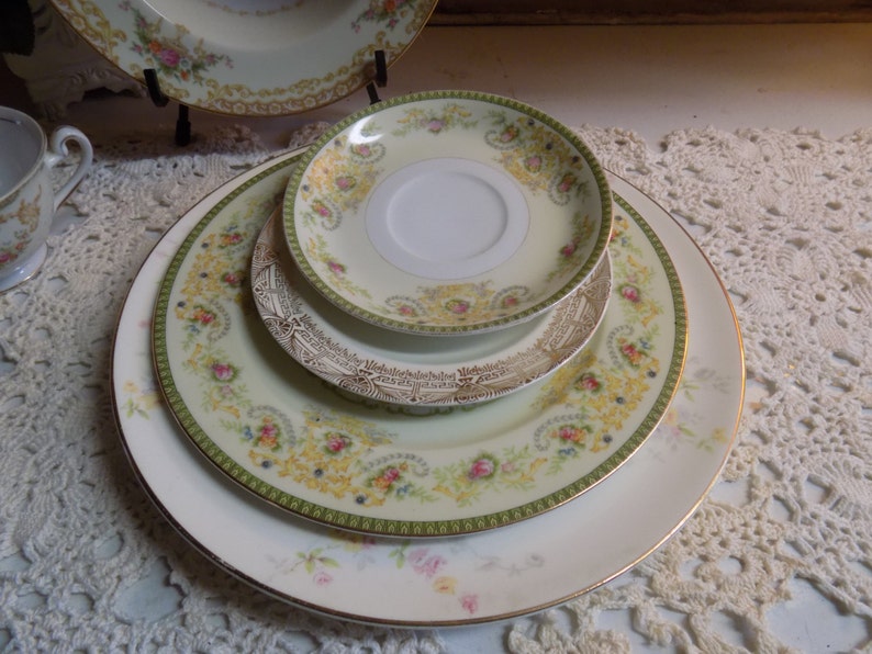 6 Piece Vintage Mismatched China Set Tea Party Wedding China B1373