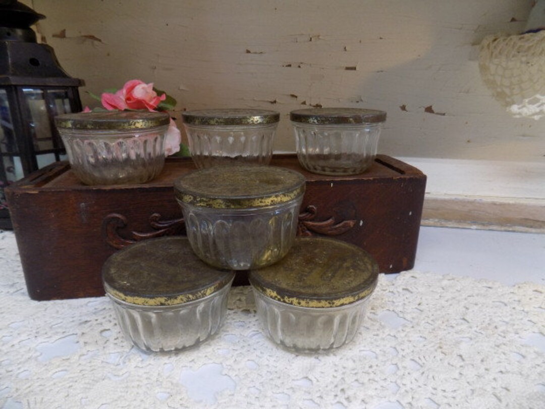 6 Vintage Kerr Jelly Glass Jelly Jar With Rusty Metal Lids Etsy