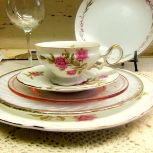 6 Piece IMPERFECT Vintage Mismatched China place setting with Bonus Goblet Wedding China