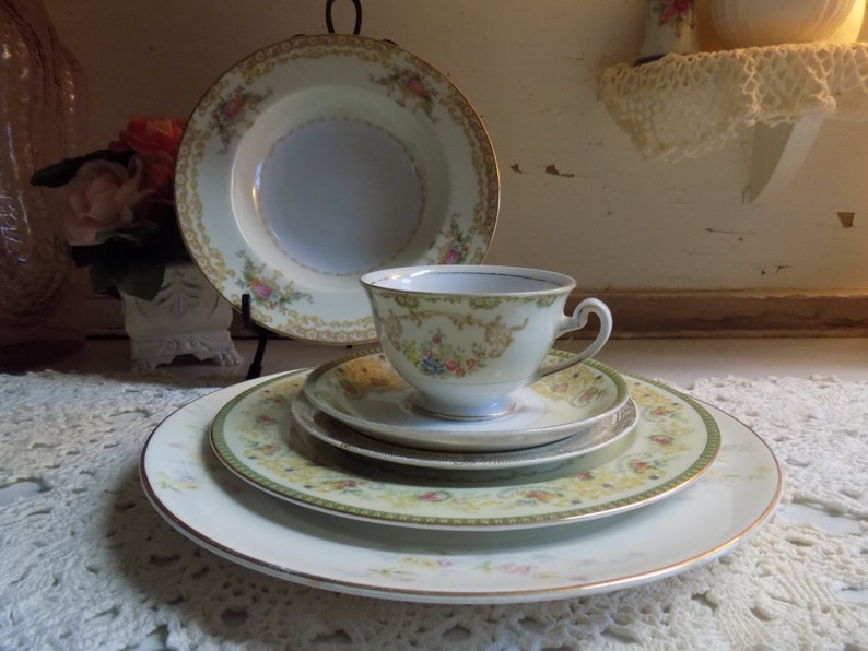 6 Piece Vintage Mismatched China Set Tea Party Wedding China B1373