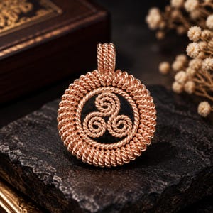Triskelion-Kupferanhänger mit 3 Frequenzen (144 MHz, 188 MHz, 432 MHz), heiliger Kraftring, Tensorring aus reinem Kupfer, Meditationsschmuck