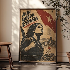 Vintage Spanish Poster - Spanish Civil War Art - Por La Libertad Y La Dignidad Retro History Wall Print