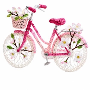 Crochet Bicycle Decor, Handmade Crochet Bike, Floral Bicycle Decoration, Crochet Flower Basket, Cute Home Decor, Gift for Bike Lover