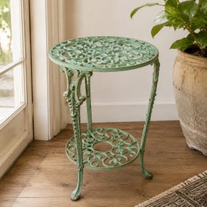 Iron Flower Pot Stand, 2-Tier Ladder Rack, Classical White Finish, Garden Decor