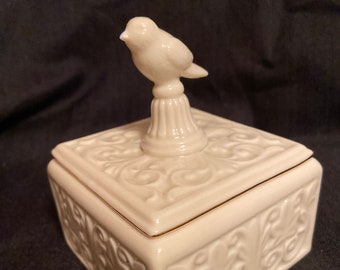 Vintage Lennox Porcelain Box with a Bird for Rings Jewelry Gifts Trinket Box Collectible Fashion Decor FREE SHIPPING