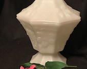 Vintage Candy Dish Milk Glass White Pedestal Fluted Fruit Design Cottage Chic Victorian FREE SHIPPING