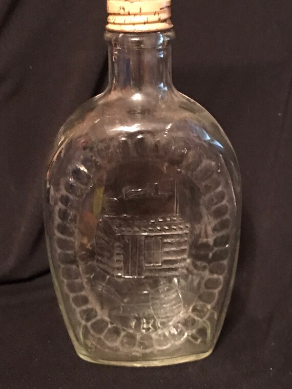 Vintage Log Cabin Bottle Old Glass Syrup Bottle Collectible Etsy