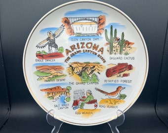 Vintage State Plates Arizona Souvenir 11" Collectible Plate Wall Hanging Japan FREE SHIPPING