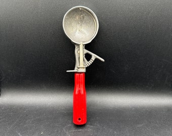 Vintage Red Handled Ice Cream Scoop Resembles Peerless and Master Scoop FREE SHIPPING