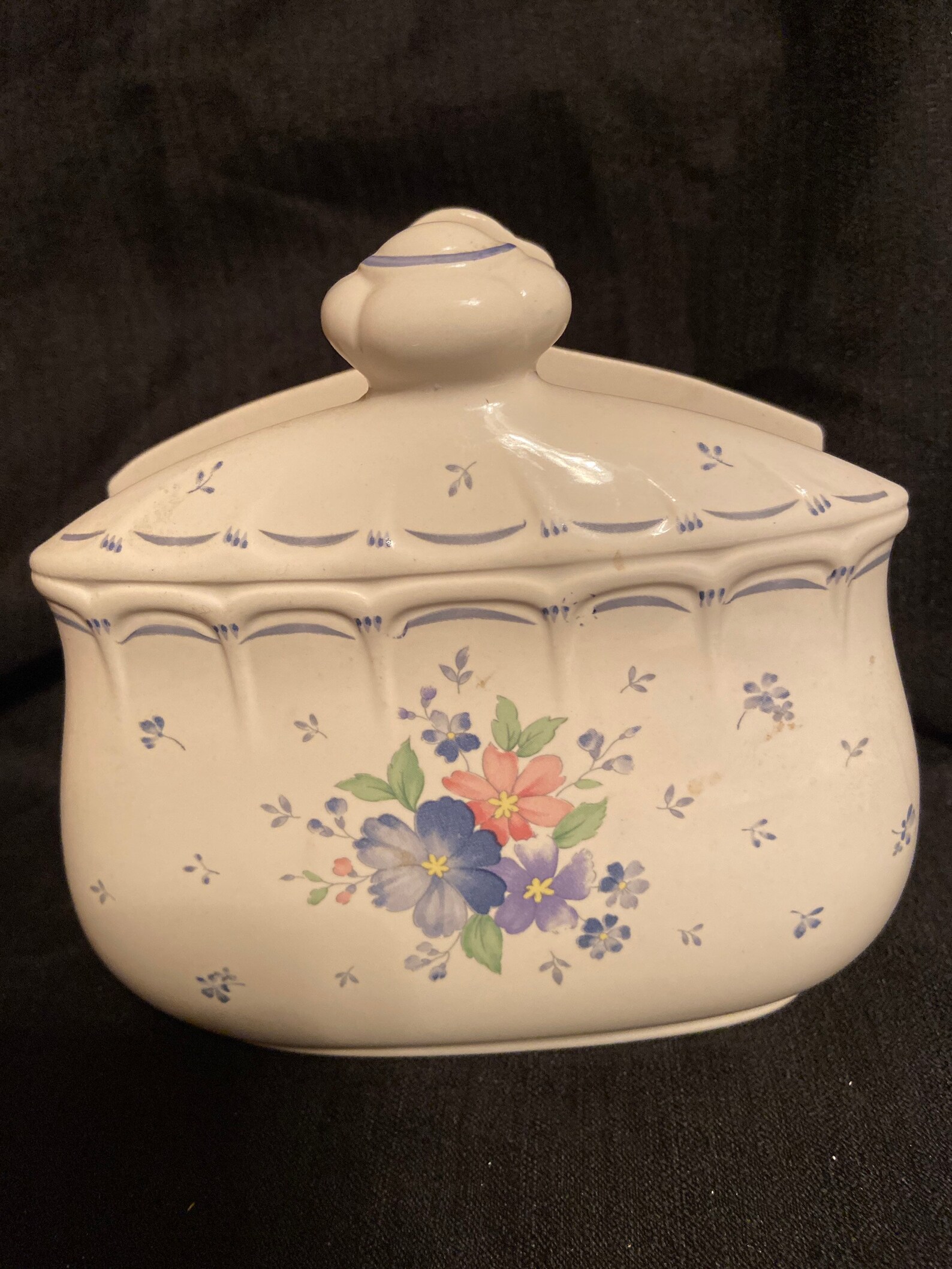 Vintage Napkin Holder Ceramic Blue with Flowers FREE SHIPPING Etsy