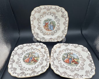 Vintage Royal China Warranted 22 Kt Gold Trim Plates Victorian Plates Set of 3 Will Separate FREE SHIPPING