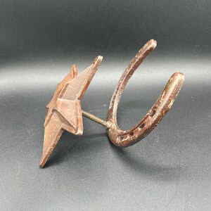 Vintage Rustic Western Iron Hook Horseshoe with Cowboy Texas Star FREE SHIPPING image 4