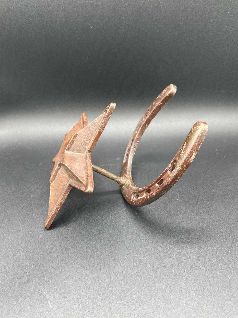 Vintage Rustic Western Iron Hook Horseshoe with Cowboy Texas Star FREE SHIPPING image 4