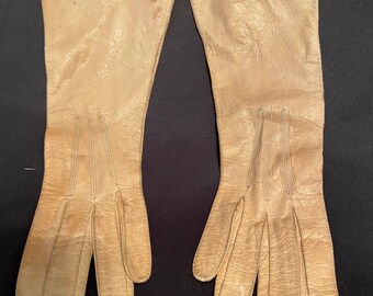 Vintage Kislav Kid Women's Ladies Gloves Made in France Size 7 Retro Clothing Fashion Accessories FREE SHIPPING