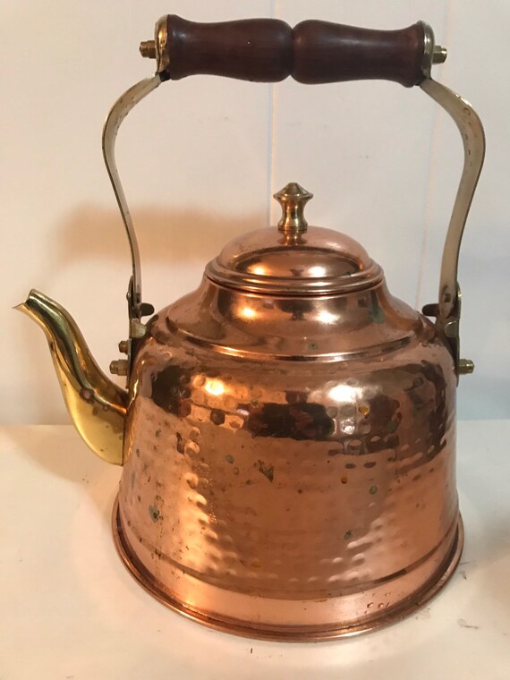 Vintage Copper Tea Kettle Copper and Brass Made in India Etsy