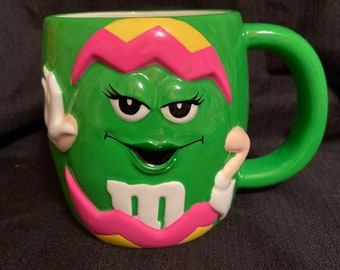 Vintage M&M Mars Co. Easter Egg Candy Mug Green Collectible Coffee Cup Mug By Galerie FREE SHIPPING