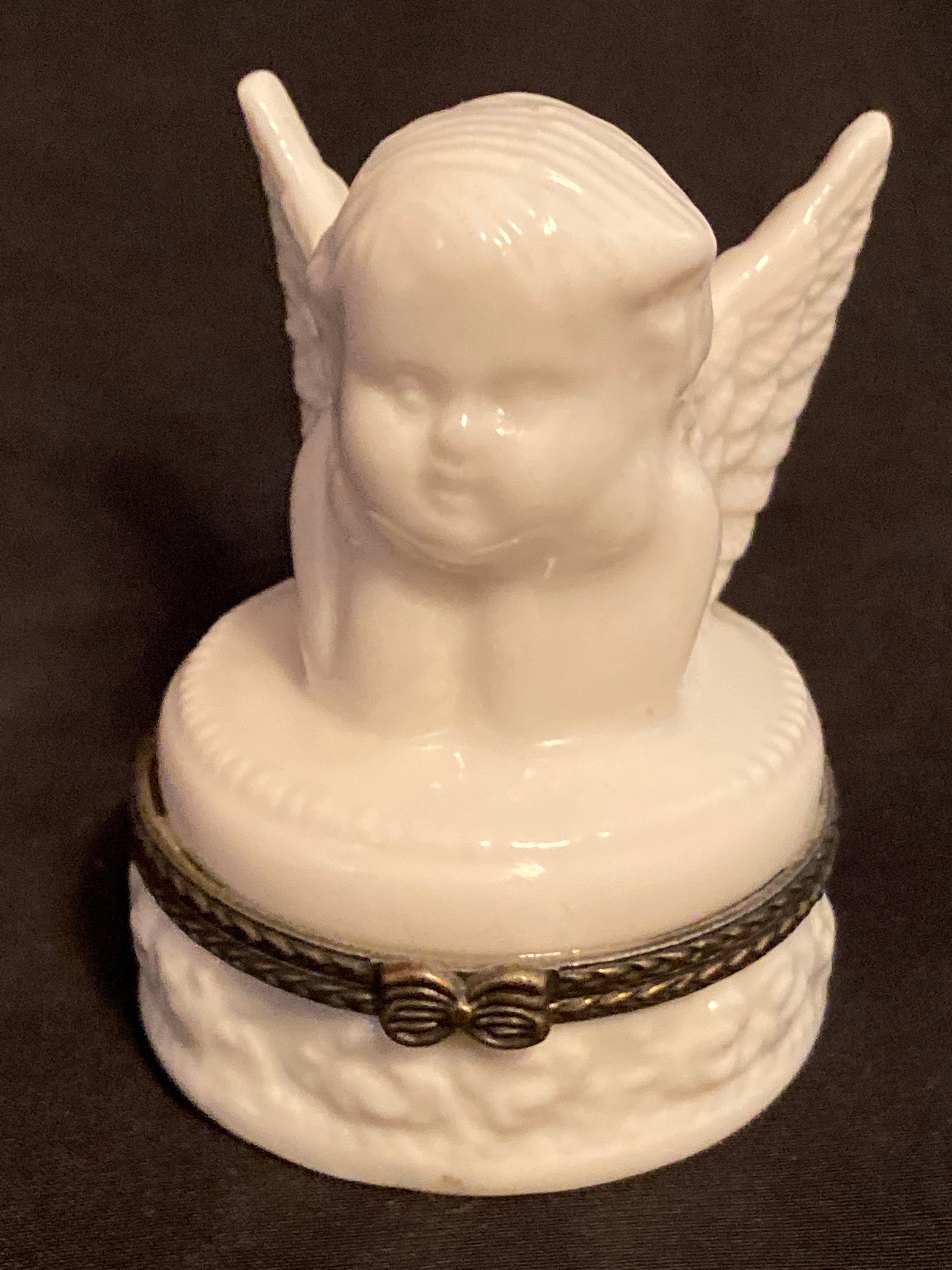 Vintage Angel Box Cherub White Ring Box Trinket Box FREE Etsy