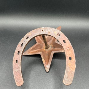 Vintage Rustic Western Iron Hook Horseshoe with Cowboy Texas Star FREE SHIPPING image 6