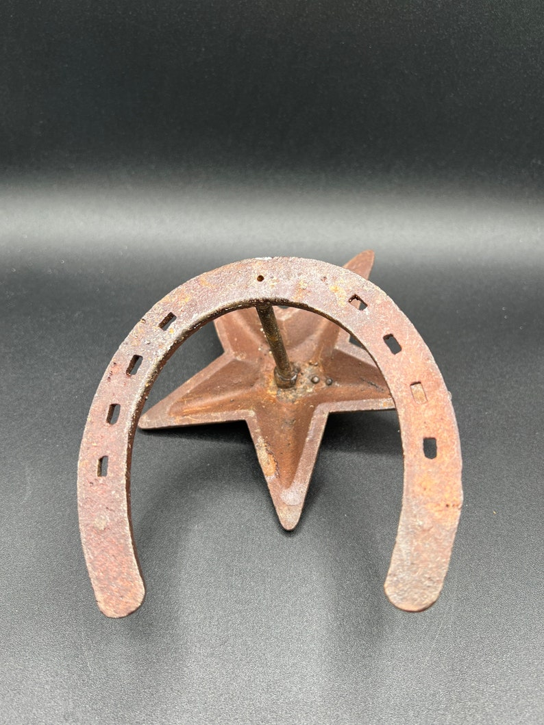 Vintage Rustic Western Iron Hook Horseshoe with Cowboy Texas Star FREE SHIPPING image 6