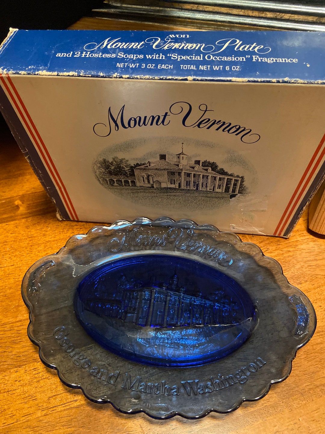 Vintage Avon Mount Vernon Plate 1970's Blue Cobalt Color Etsy