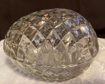 Vintage Candy Dish Glass Egg Easter Candy Dish Clear Glass FREE SHIPPING