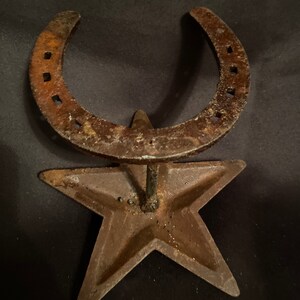 Vintage Rustic Western Iron Hook Horseshoe with Cowboy Texas Star FREE SHIPPING image 7