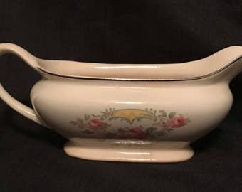 Vintage China Gravy Boat Pink Roses Cottage Chic Antique China Gravy Boat FREE SHIPPING