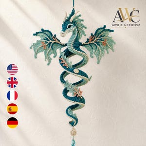 Leafy Sea Dragon Crochet Wind Spinner Pattern, Fantasy Ocean Ornament (Digital Download)