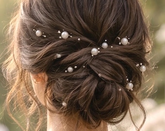 Horquillas de perlas para novia, accesorios blancos para el cabello de boda, pieza bohemia para damas de honor