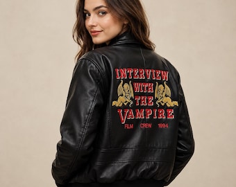 Lederbomberjacke im Vampir-Stil, handgefertigte Echtlederjacke, Gothic Unisex Vintage Streetwear