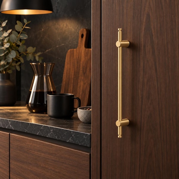 Extra Long Gold Cabinet Pull, Adjustable Brass Drawer Handle for Kitchen Cabinets and Wardrobes