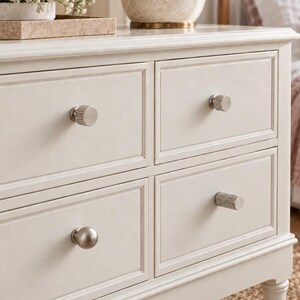 Silver Cabinet Knobs, Knurled and Fluted Drawer Knobs, Round Ball Knob, Modern Dresser and Kitchen Cabinet Hardware