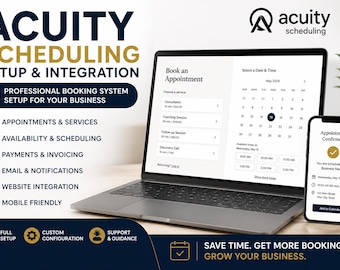Einrichtung der Terminplanung mit Acuity, Terminverwaltungssystem, Kalenderkonfiguration, Buchungsseite und Website-Integration