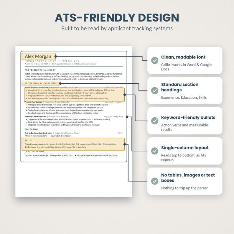 ATS Resume Template Bundle, Resume for Word, 1 & 2 Page Resume, Cover ...