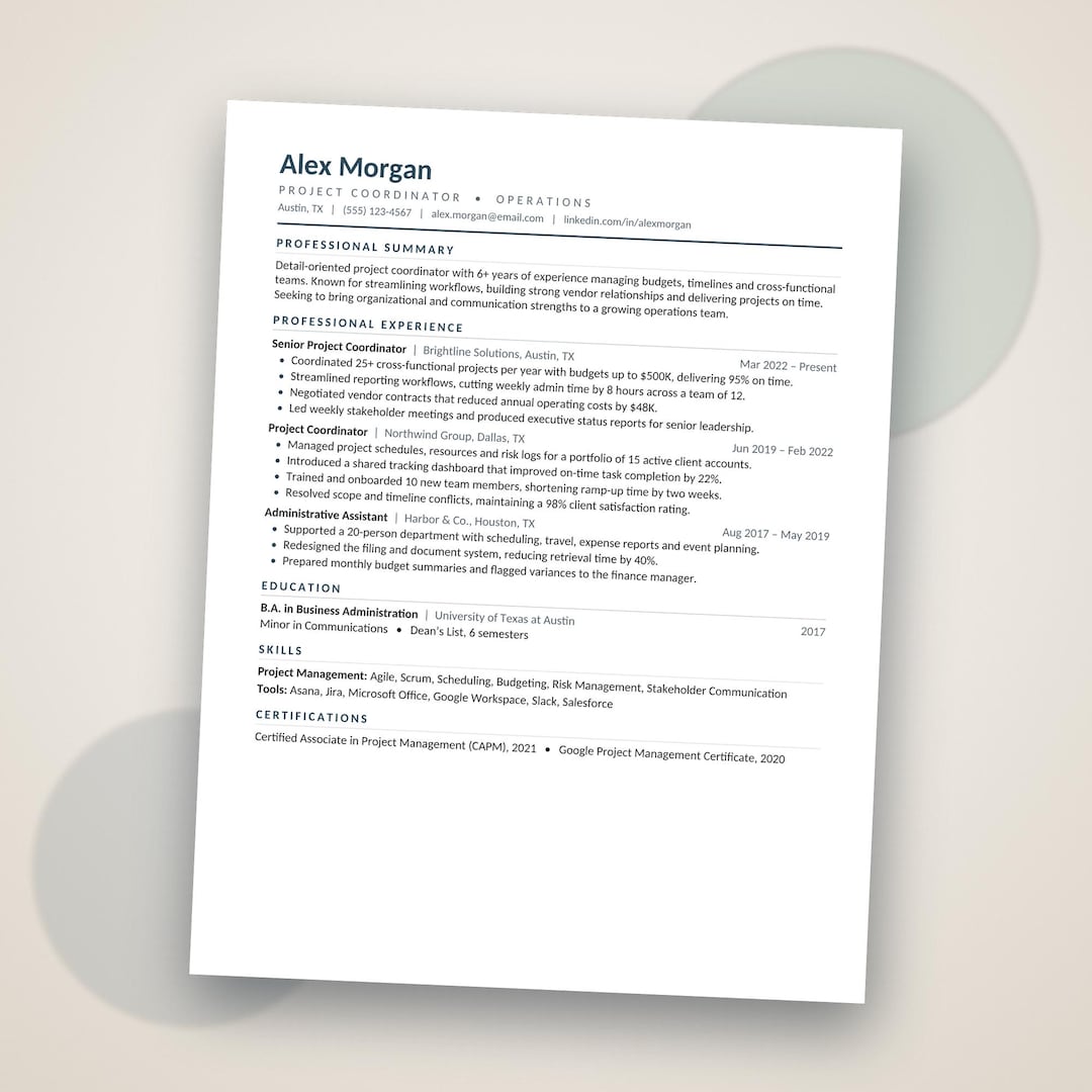 ATS Resume Template Bundle, Resume for Word, 1 & 2 Page Resume, Cover ...