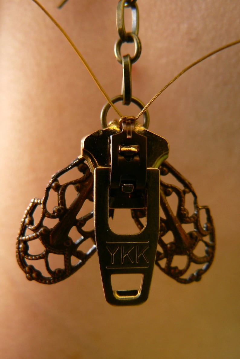 Steampunk Moth Zipper Earrings image 4