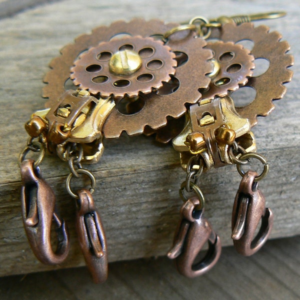 Steampunk Hermit Crab Zipper Earrings