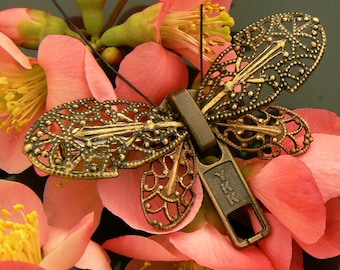 Steampunk Butterfly Zipper Brooch