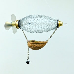 Steampunk Airship Christmas Ornament - Steampunk Zeppelin Sculpture