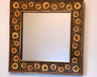 Handmade Lilac Wood Slice Framed Mirror