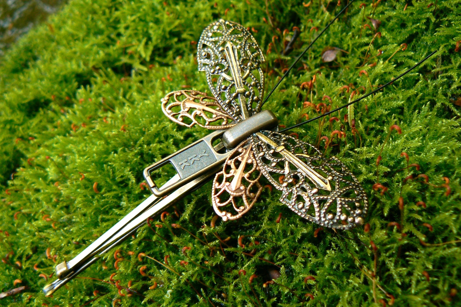 Steampunk Butterfly Zipper Hair Clip: Filigree Wedding Hair  display picture 3