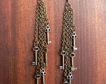 Steampunk Key Dangle Earrings