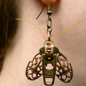 Steampunk Moth Zipper Earrings image 2