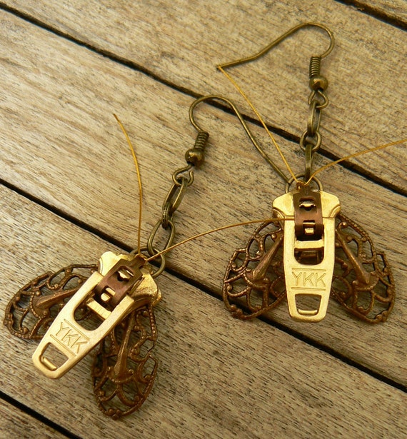 Steampunk Moth Zipper Earrings -   Steam punk jewelry, Punk jewelry,  Funky jewelry