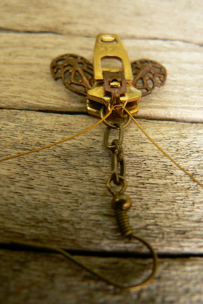 Steampunk Moth Zipper Earrings image 5