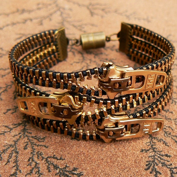 Uno Dos Tres Brass Zipper Bracelet