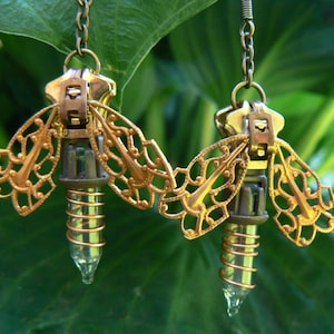 Steampunk Firefly Zipper Earrings