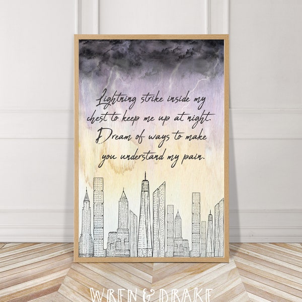 John Mayer, Heartbreak Warfare, Lyrics,  Instant Download, Song, Watercolor, Printable, City, Skyline, Digital File, Wall Art, Home, Decor