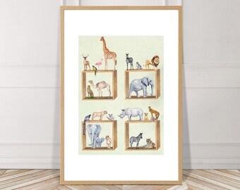 On The Shelf Series - Animal Figurines, Toys, Digital, Download, Print, Printable, Home Decor, Wall Art, Kids, Baby, Nursery, Safari, Africa