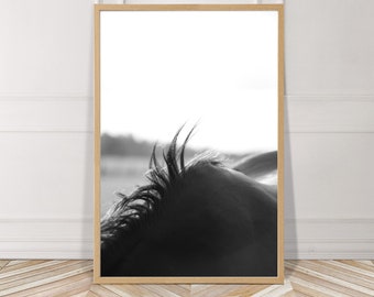 Horse, Mane, Hair, Digital, Instant Download, Photography, Print, Nursery, Wall Art, Printable File, Home Decor, Black and White, Minimalist